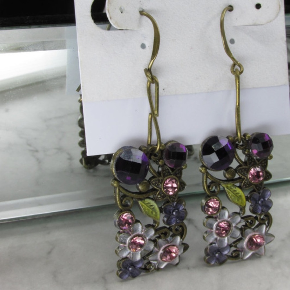 Rustic Brass Floral Earrings